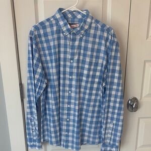 Johnnie-O Light Blue and White Check Button-Down Shirt
